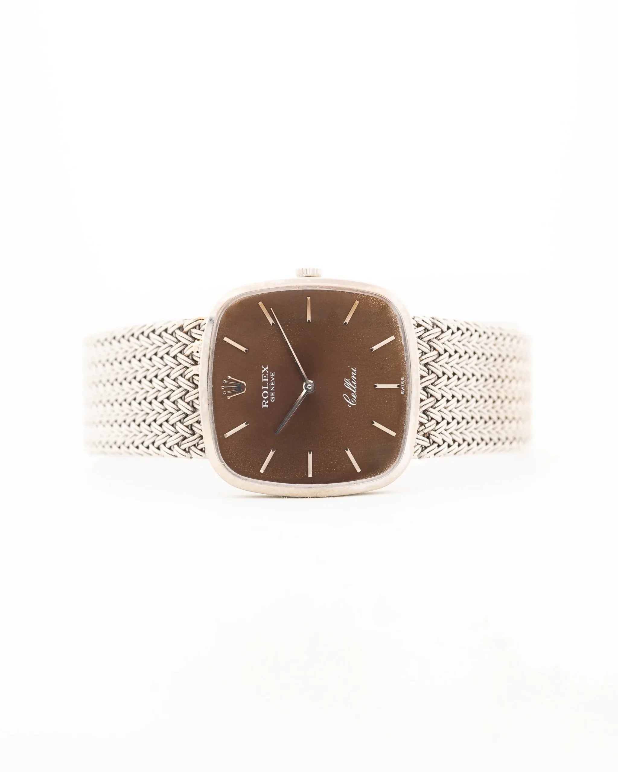 Royal Pure Silver Dial  Cellini 18k Square Tropic 1976 (7-A Quality) Very Heavy & Policed Quality