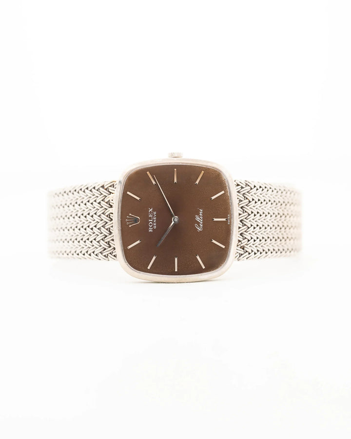 Royal Pure Silver Dial  Cellini 18k Square Tropic 1976 (7-A Quality) Very Heavy & Policed Quality