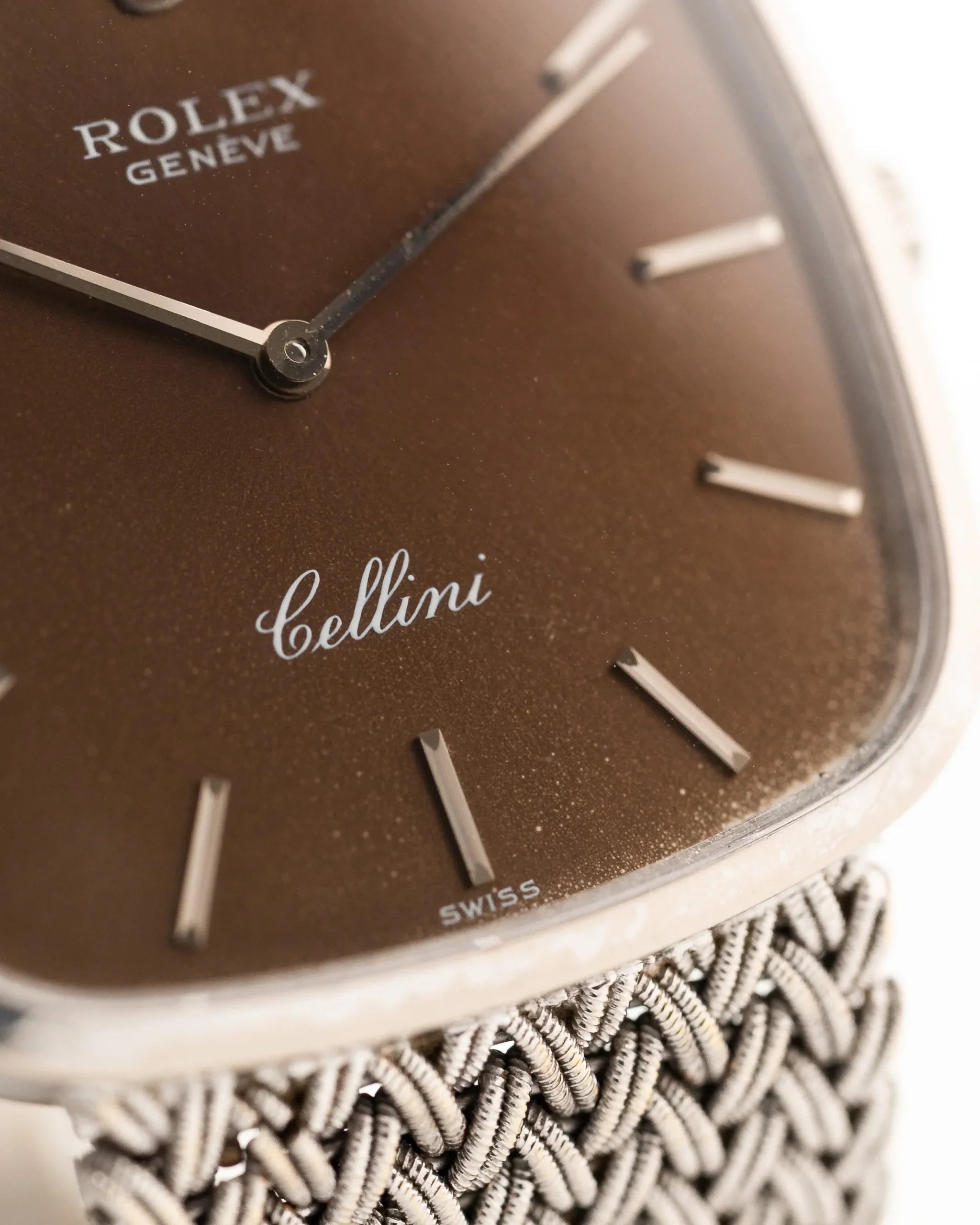 Royal Pure Silver Dial  Cellini 18k Square Tropic 1976 (7-A Quality) Very Heavy & Policed Quality