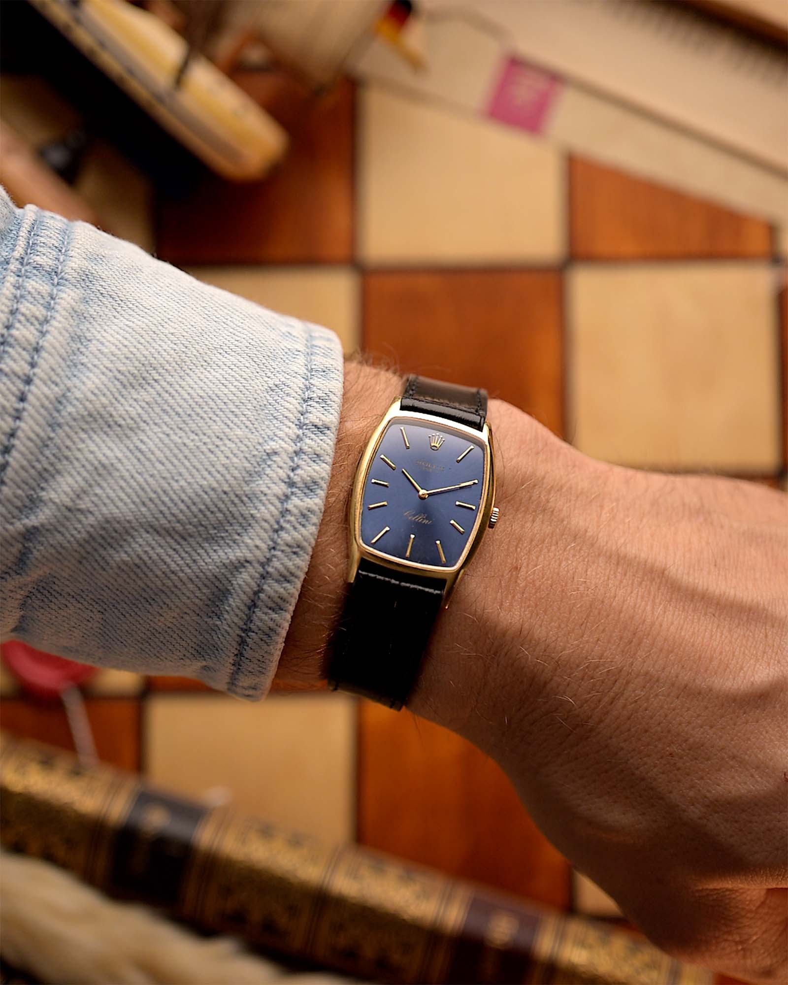 Rolex Cellini 3807 Rectangular Blue 1973