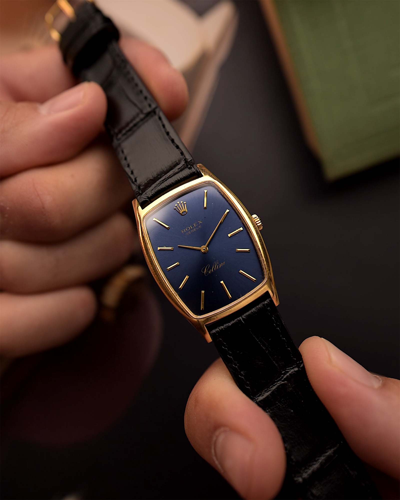 Rolex Cellini 3807 Rectangular Blue 1973